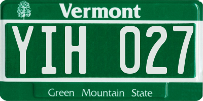 VT license plate YIH027
