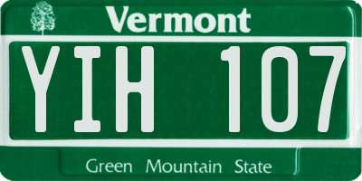 VT license plate YIH107
