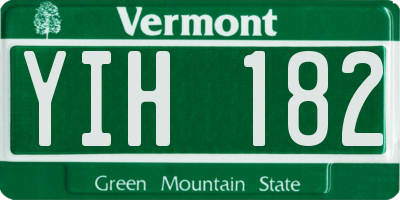 VT license plate YIH182