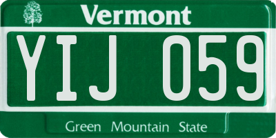 VT license plate YIJ059