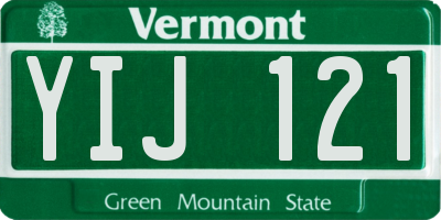 VT license plate YIJ121