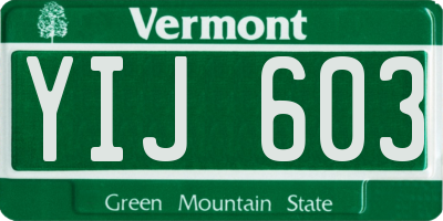 VT license plate YIJ603