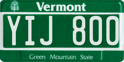 VT license plate YIJ800