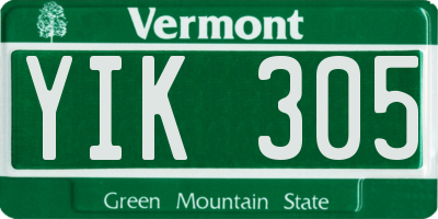 VT license plate YIK305