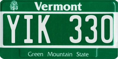 VT license plate YIK330