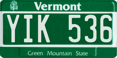 VT license plate YIK536