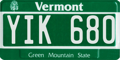 VT license plate YIK680
