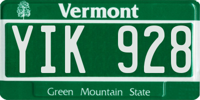 VT license plate YIK928