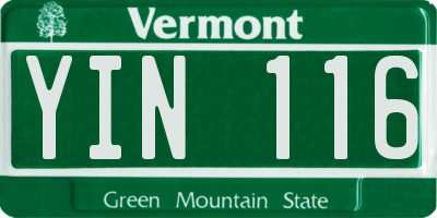 VT license plate YIN116