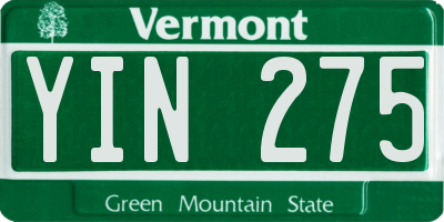 VT license plate YIN275