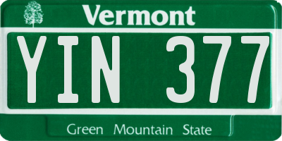 VT license plate YIN377