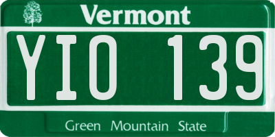 VT license plate YIO139