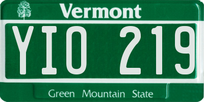 VT license plate YIO219