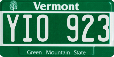 VT license plate YIO923