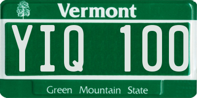 VT license plate YIQ100
