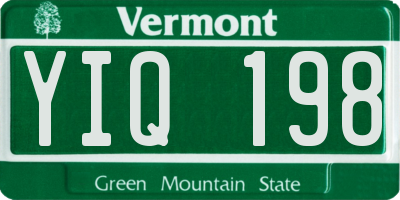 VT license plate YIQ198