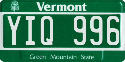 VT license plate YIQ996