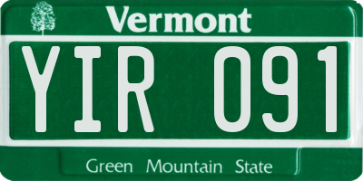 VT license plate YIR091