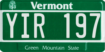 VT license plate YIR197
