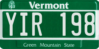 VT license plate YIR198