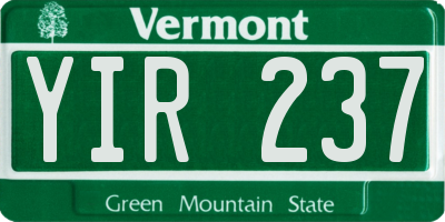 VT license plate YIR237
