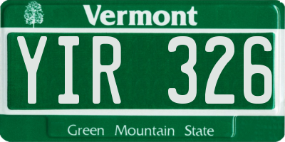 VT license plate YIR326