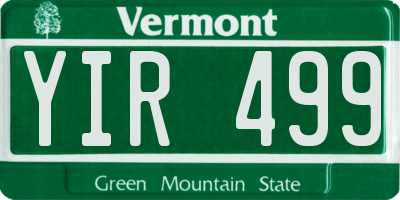 VT license plate YIR499