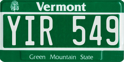 VT license plate YIR549