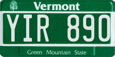 VT license plate YIR890