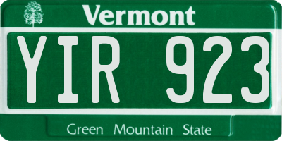 VT license plate YIR923