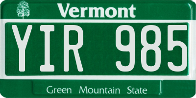 VT license plate YIR985