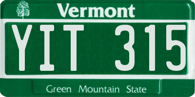 VT license plate YIT315