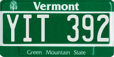 VT license plate YIT392