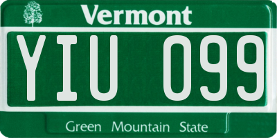 VT license plate YIU099
