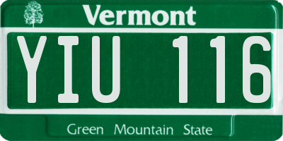 VT license plate YIU116