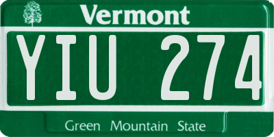 VT license plate YIU274