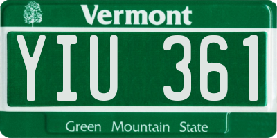 VT license plate YIU361