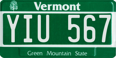 VT license plate YIU567