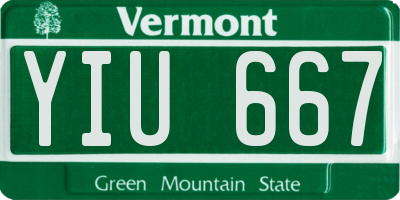 VT license plate YIU667