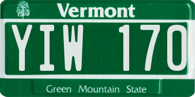VT license plate YIW170