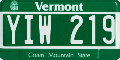 VT license plate YIW219