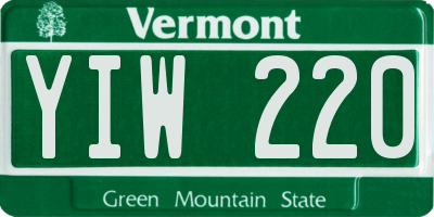VT license plate YIW220