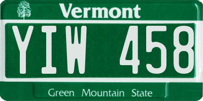 VT license plate YIW458