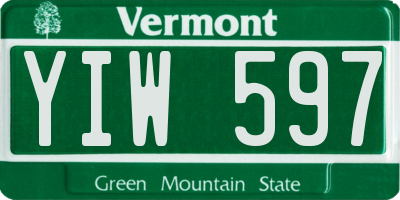 VT license plate YIW597