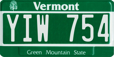 VT license plate YIW754