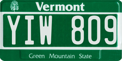 VT license plate YIW809