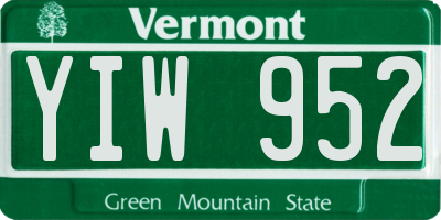 VT license plate YIW952