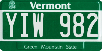 VT license plate YIW982