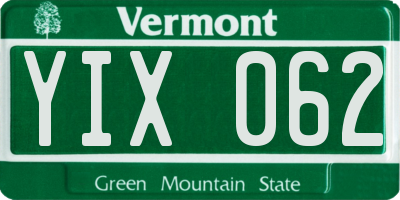 VT license plate YIX062