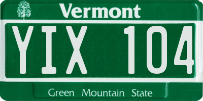 VT license plate YIX104